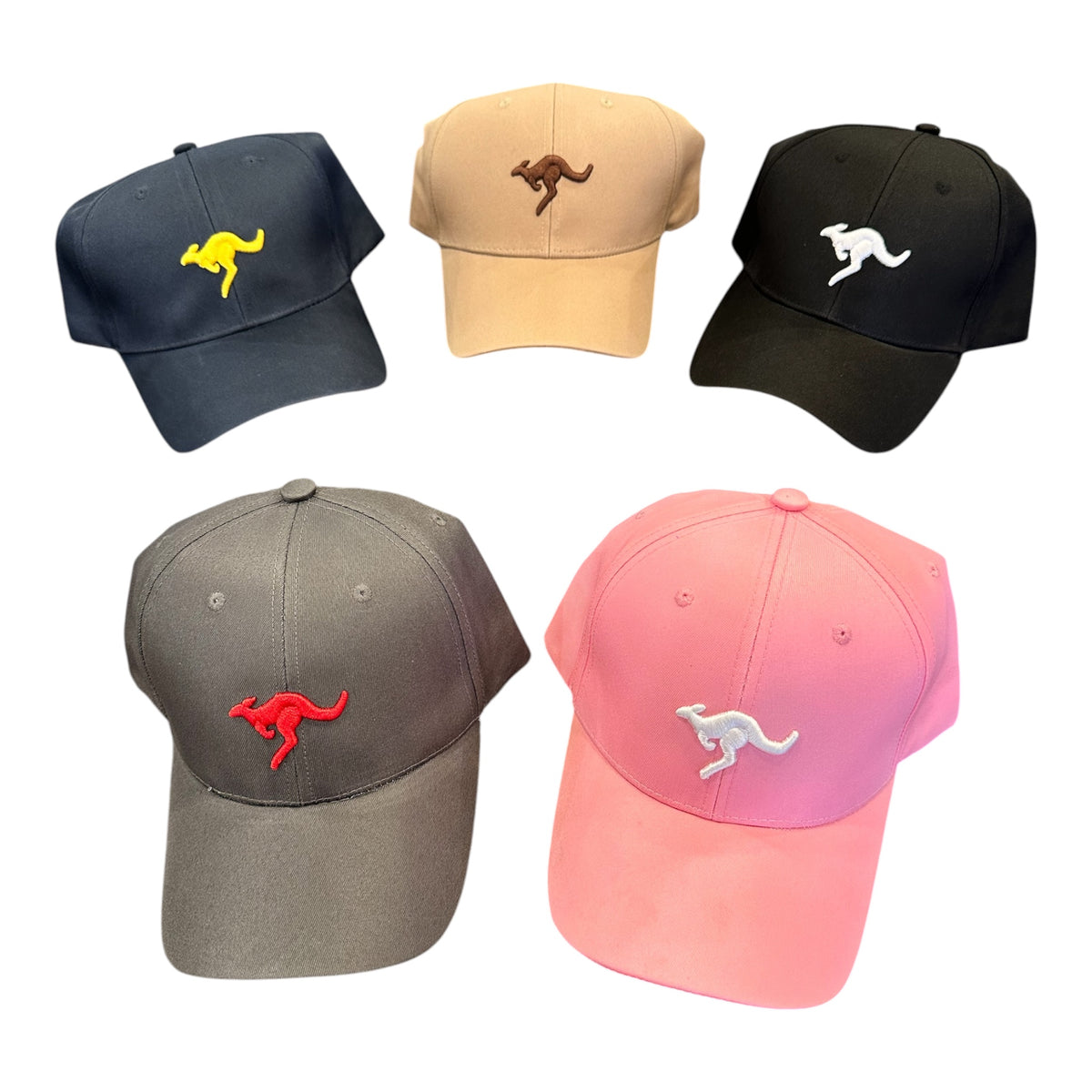 Kangaroo Embroidered Baseball Cap – Polyester Cap, 5 Colours