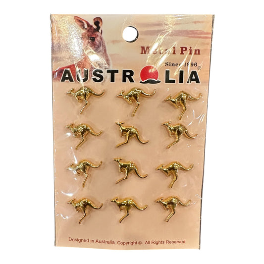 Australia Kangaroo Metal Pin Set – 12 Piece Gold Kangaroo Pins