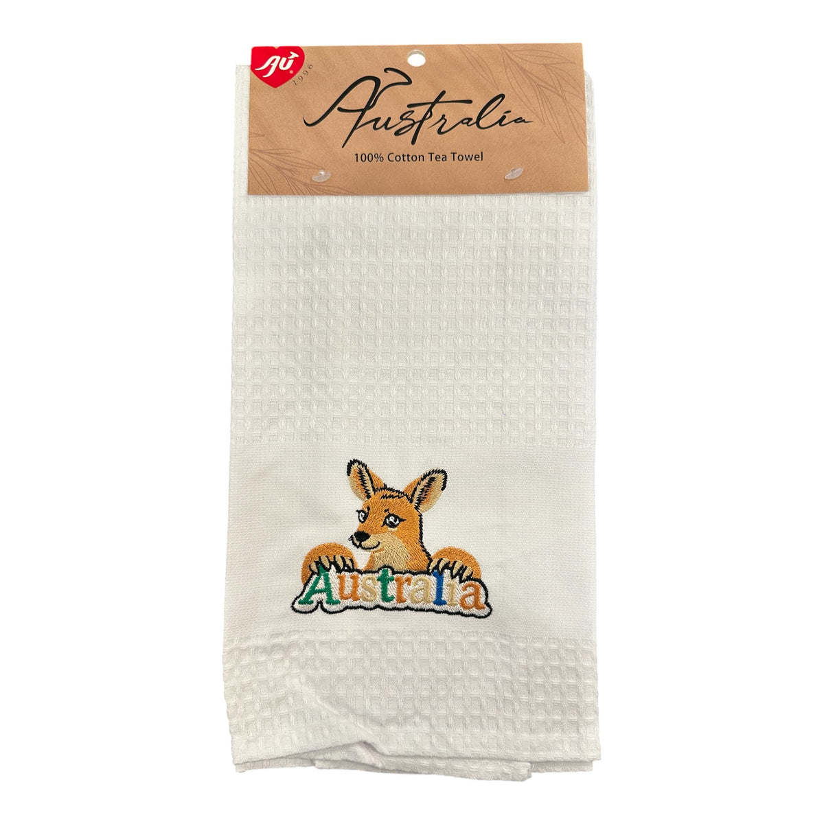 Australia Kangaroo Tea Towel – 100% Cotton Embroidered Tea Towel