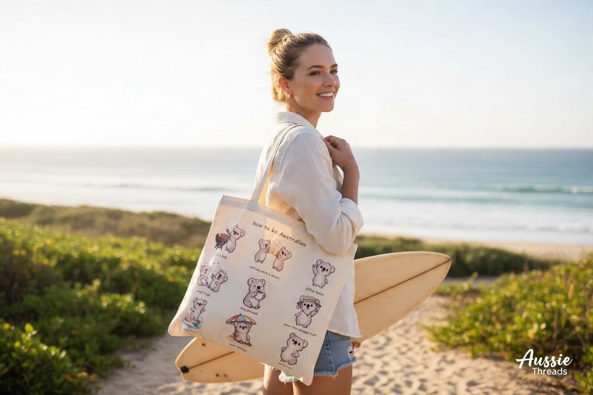 How to Be Australian Koala Canvas Tote Bag – Funny Aussie Slang Eco Shopping Bag