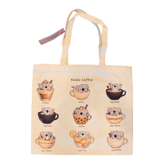 Koala Coffee Canvas Tote Bag – Cute Café Koalas Eco Shopping Bag
