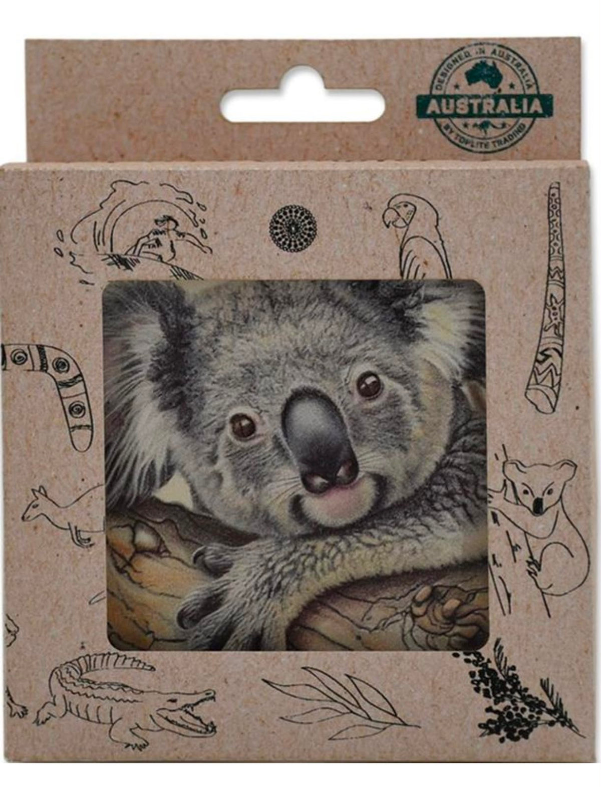 Realistic Koala Coaster Set – 4 Piece Round Coasters with Native Artwork
